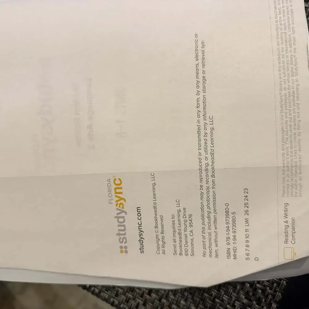 Florida StudySync Language Arts 2 Student Edition Textbook